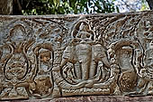 Angkor - Beng Mealea, carved lintel with Indra on the three-headed elephant